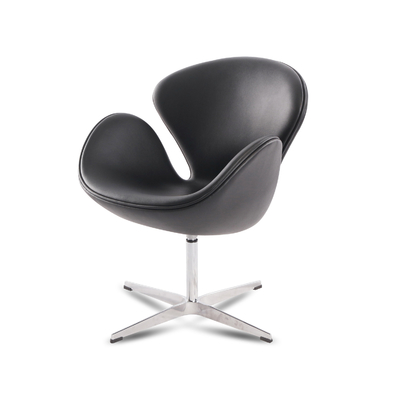 Hotel Modern Living Chairs Size 72*64*81cm Leather Upholstered Swan Chairs with Swivel Base