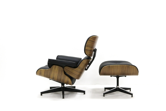 Classic Walnut Plywood Replica Dining Chairs And Ottoman For Home