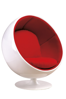 Swivel Ball Modern Sitting Chairs In Fiberglass And Fabric Cushion Inside